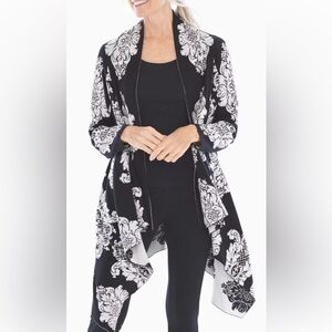 SOMA Reversible Jacquard Cardigan Wrap Travel Lounge Open Front Cotton Size L/XL